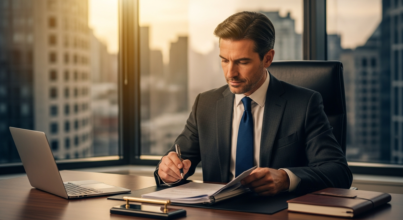 Attorney reviewing documents